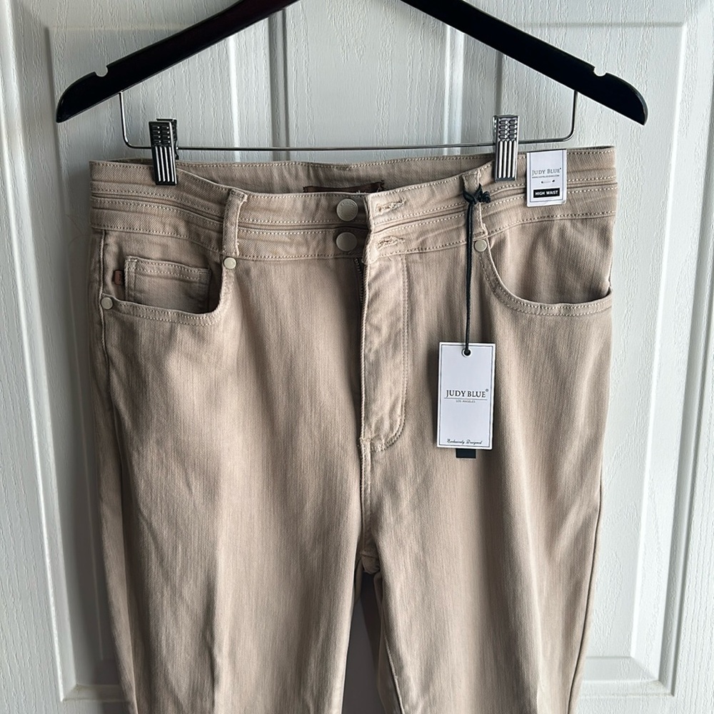 Judy Blue Flare Khaki Mid Rise Garment Dyed Pants